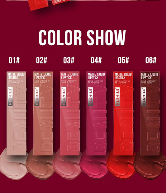 MLSMILE™ Matte Liquid Lipstick – 6 Shades Waterproof • Long-lasting • Non-sticky