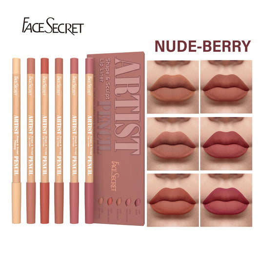 Face Secret Artist Shape Sculpt Lip Liner Pencil Set, Weightless Precise Liner with Super Soft Blendable Texture Matte Soft