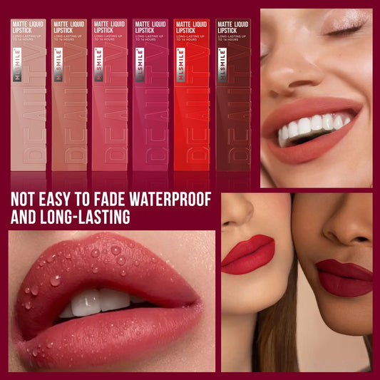 MLSMILE™ Matte Liquid Lipstick – 6 Shades Waterproof • Long-lasting • Non-sticky