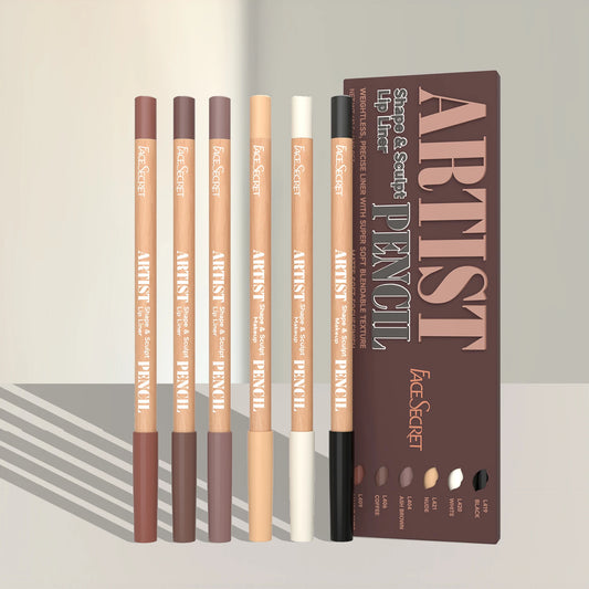 Face Secret Artist Shape Sculpt Lip Liner Pencil Set, Weightless Precise Liner with Super Soft Blendable Texture Matte Soft