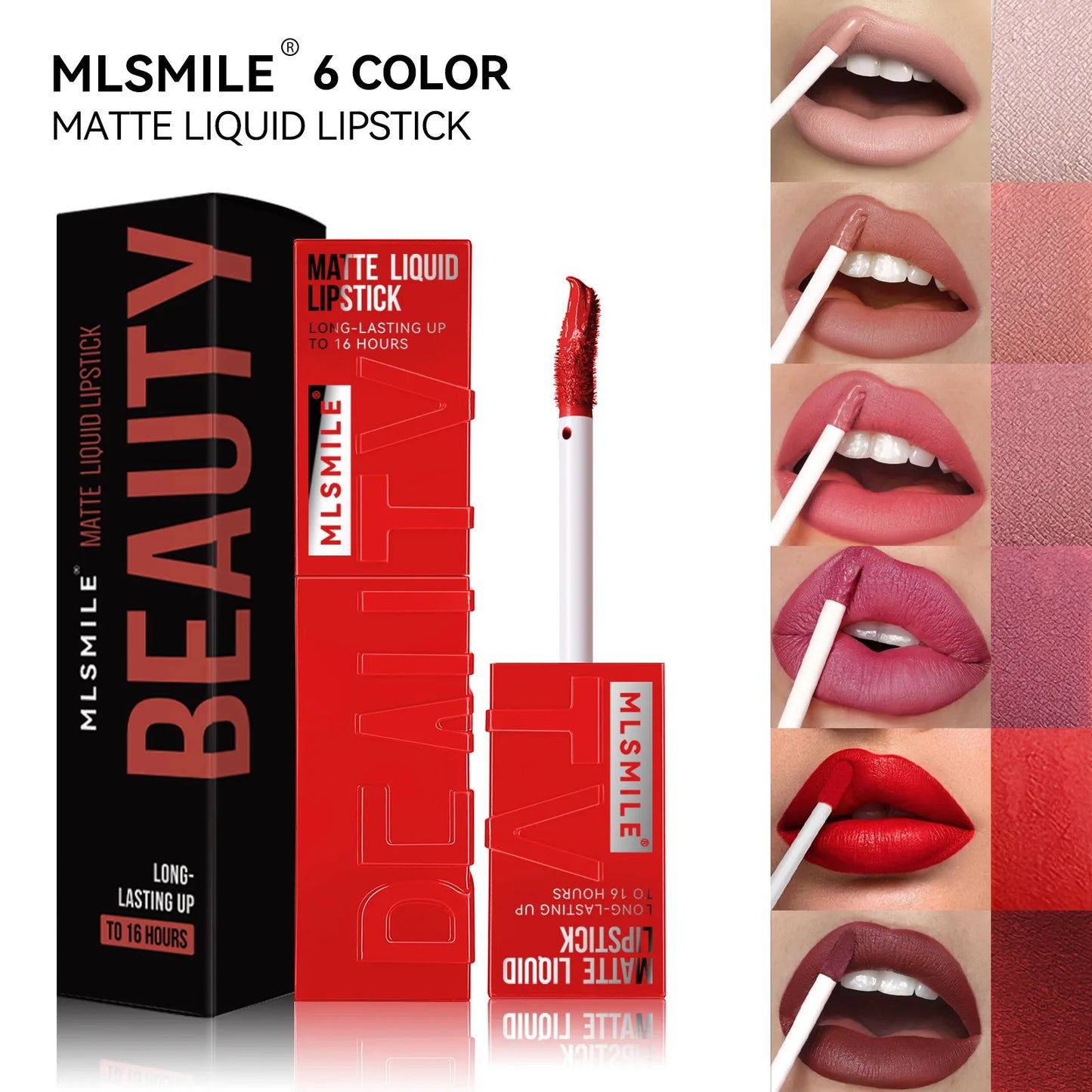 MLSMILE™ Matte Liquid Lipstick – 6 Shades Waterproof • Long-lasting • Non-sticky